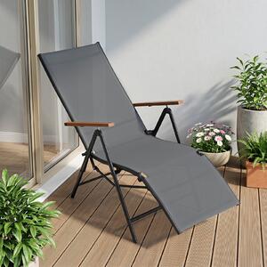 Costway 1 Sedia da giardino reclinabile con schienale regolabile a 6 posizioni e tessuto traspirante, Lettino prendisole pieghevole portata 150 kg Grigio