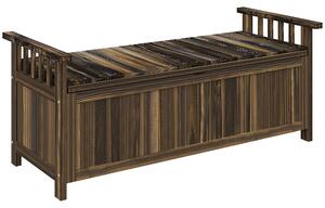 Outsunny Panca da giardino 2 posti con contenitore e braccioli, 128.5x52x53.5 cm, carbonizzato | Aosom Italy