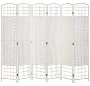 HOMCOM Paravento pieghevole a 6 pannelli in corda di carta, 160x170 cm, bianco | Aosom Italy