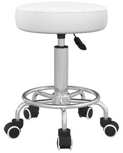 Vinsetto Sgabello da salone regolabile in altezza in finta pelle, portata 110 kg, bianco | Aosom Italy