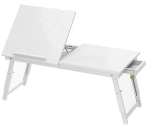 HOMCOM Tavolino da letto pieghevole e regolabile con piano inclinabile per laptop, bianco | Aosom Italy