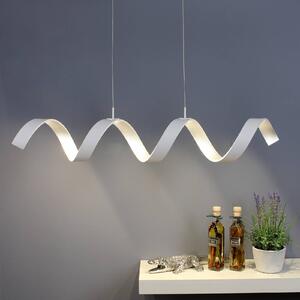 Eco-Light Sospensione LED Helix bianco-argento, lunga 80 cm