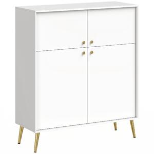 HOMCOM Madia moderna con 4 ante soft-close e piedi in metallo, 105.4 cm, bianco crema | Aosom Italy
