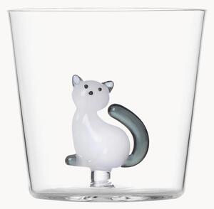 Bicchiere in vetro borosilicato fatto a mano Tabby Cat