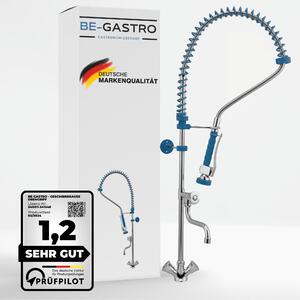 Doccia monocomando per lavello da cucina, con manopola girevole blu, completa di accessori