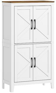 HOMCOM Armadio da bagno stretto con ante stile fienile e 4 ripiani, 60x30x110 cm, bianco | Aosom Italy