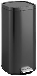 HOMCOM Pattumiera da cucina 30 L a pedale con coperchio ammortizzato e fermo apertura, nero | Aosom Italy