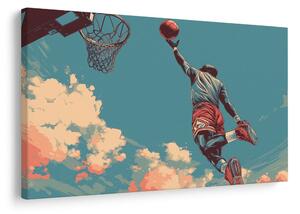 Quadro su tela – Salto di basket verso il cielo