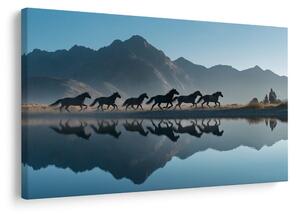 Quadro su tela – Cavalli in paesaggio montano