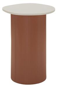 Tavolinetto Frankfurt Marble 35x37x53 cm in Metallo e MDF e Marmo Artificiale Rosso e Bianco