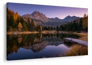 Quadro su tela – Lago di montagna autunnale