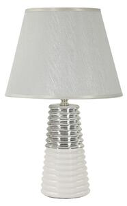 Lampada da Tavolo Candela Ø25x41 cm in Ceramica e Ferro e Tessuto Bianco e Argento