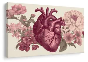 Quadro su tela – Cuore e fiori in armonia