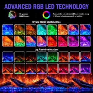 Camino elettrico da incasso a parete 3 lati L 150 LED RGB APP BELMONT150