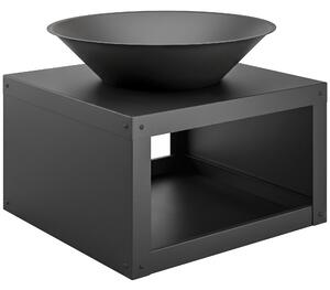 Outsunny Braciere rotondo Ø59 cm con ripiano portalegna e attizzatoio, nero | Aosom Italy