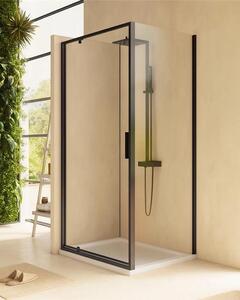 Box doccia 90x80 Rio a pivot vetro 6 mm trasparente H 195 nero