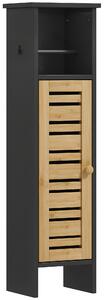 HOMCOM Mobile da bagno in bambù a 3 livelli con portarotolo, 78 cm, nero | Aosom Italy