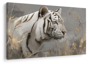 Quadro su tela – Tigre bianca nell'erba