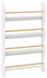 AIYAPLAY Libreria Montessori da parete per bambini con 4 ripiani, 60x10x98 cm, bianco | Aosom Italy