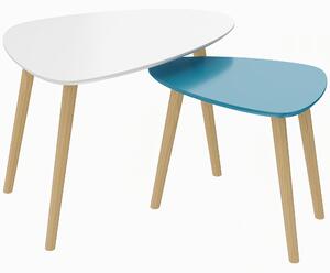 HOMCOM Set 2 tavolini annidabili in stile scandinavo, bianco e blu | Aosom Italy