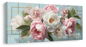 Quadro su tela – Delicate peonie rosa e bianche