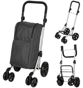HOMCOM Carrello spesa pieghevole da 46 L con vano refrigerato, grigio scuro | Aosom Italy