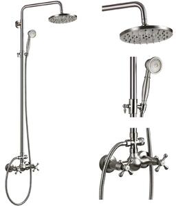 Set per doccia a pavimento, finitura in nichel spazzolato, include soffione a pioggia da 8 pollici