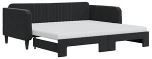 Divano Letto Estraibile con Materassi Nero 90x190 cm Velluto