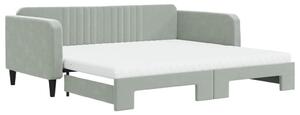 Divano Letto Estraibile Materassi Grigio Chiaro 100x200 Velluto