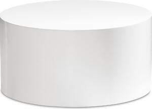 Tavolino monoblocco 60x60x30 cm bianco lucido, tavolino di design per soggiorno rotondo, tavolino da salotto semplice, tavolino moderno | Wohnling