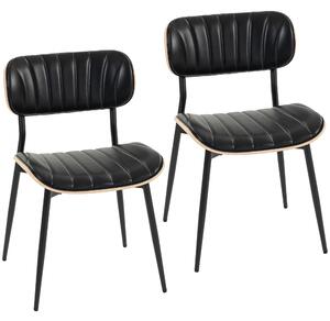 HOMCOM Set 2 sedie da pranzo in PU con schienale curvo e seduta imbottita, nero | Aosom Italy