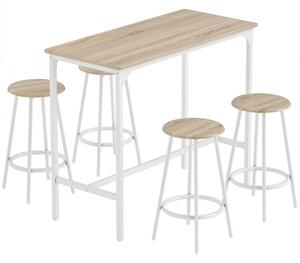 HOMCOM Set tavolo da bar con 4 sgabelli in stile industriale, rovere | Aosom Italy