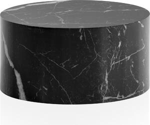 WOHNLING Tavolino MONOBLOC 60x60x30 cm nero lucido con design effetto marmo Tavolino da salotto rotondo tavolino da salotto tavolino moderno