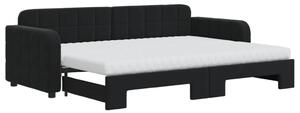 Divano Letto Estraibile con Materassi Nero 80x200 cm Velluto