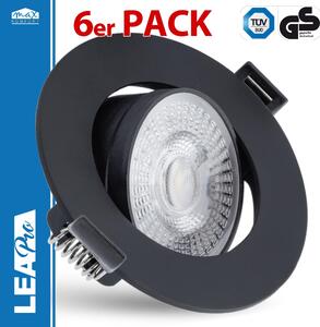 Set di 6 faretti LED da incasso LEA-Pro 7W CCT orientabili neri