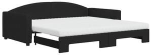 Divano Letto Estraibile con Materassi Nero 100x200 cm Tessuto