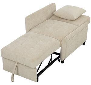 HOMCOM Poltrona letto 4 in 1 in ciniglia con schienale regolabile, beige | Aosom Italy