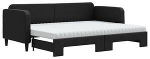 Divano Letto Estraibile con Materassi Nero 80x200 cm Tessuto