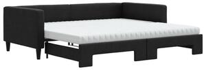 VidaXL Divano letto estraibile con materasso Nero 100x200 cm Tessuto