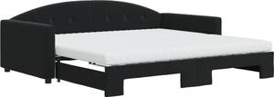Divano Letto Estraibile con Materassi Nero 100x200 cm Velluto