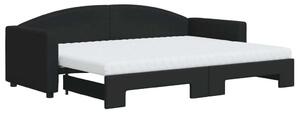 Divano Letto Estraibile con Materassi Nero 80x200 cm Tessuto
