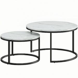 HOMCOM Set 2 tavolini impilabili in stile industriale con gambe in metallo, bianco | Aosom Italy