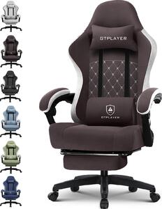 PLAYER sedia da gioco Poltrona ergonomica da gioco Sedia da scrivania Sedia da corsa per PC gamer con superficie in tessuto, cuscino di seduta in piuma, braccioli di collegamento