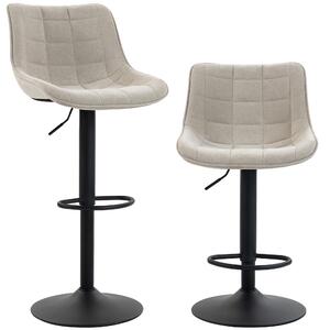 HOMCOM Set 2 Sgabelli Bar Girevoli Regolabili con Base in Metallo e Schienale, Bianco Crema | Aosom Italy