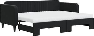 Divano Letto Estraibile con Materassi Nero 80x200 cm Velluto
