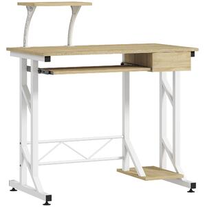 HOMCOM Scrivania per computer con vassoio tastiera e cassetto 90x50x100 cm, rovere | Aosom Italy