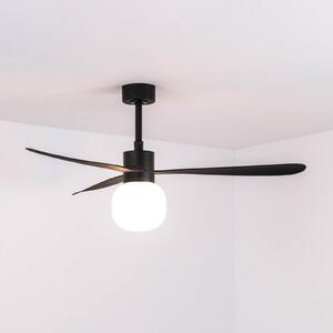 FARO BARCELONA Ventilatore da soffitto LED Amelia Ball L, nero, CC, silenzioso dimmerabile, Nero, Soggiorno / Sala da pranzo, Plastica, Moderno