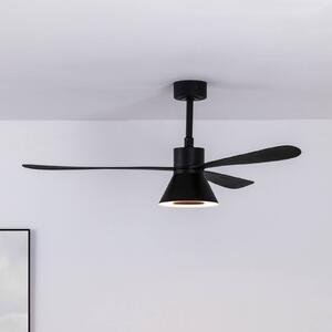 FARO BARCELONA Ventilatore da soffitto LED Amelia Cone L, nero, silenzioso, 132 cm dimmerabile, Nero, Soggiorno / Sala da pranzo, Plastica, Moderno