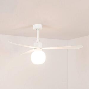 FARO BARCELONA Ventilatore da soffitto LED Amelia Ball L, bianco, corrente continua, Ball, dimmerabile, Bianco / Opale, Soggiorno / Sala da pranzo, Plastica, Moderno