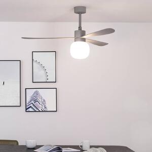 FARO BARCELONA Ventilatore da soffitto LED Amelia Ball L, grigio, CC, silenzioso, 132 cm Ball, dimmerabile, Alluminio / Grigio / Zincato, Soggiorno / Sala da pranzo, Plastica, Moderno